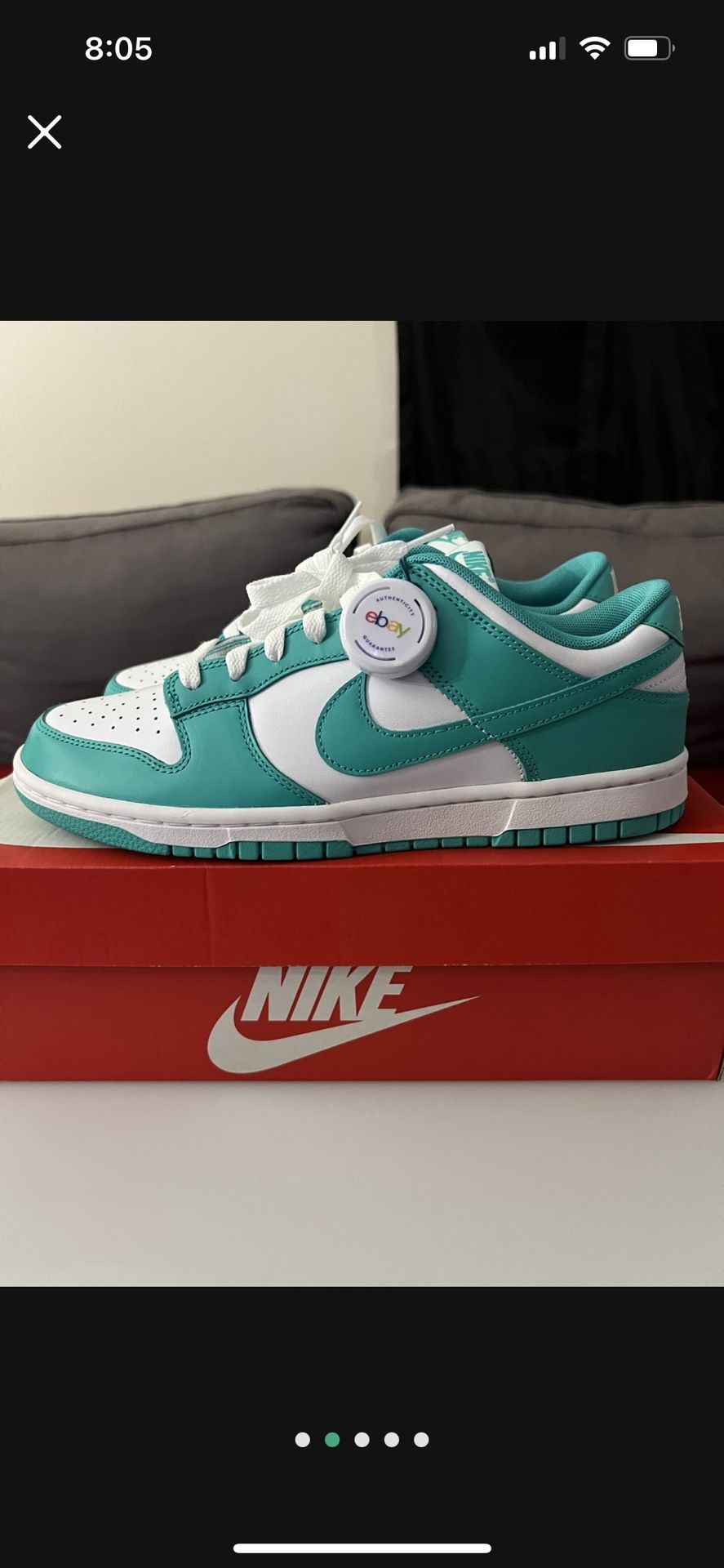 Mens Nike Dunk Low Clear Jade White Green Turquoise Shoes Size