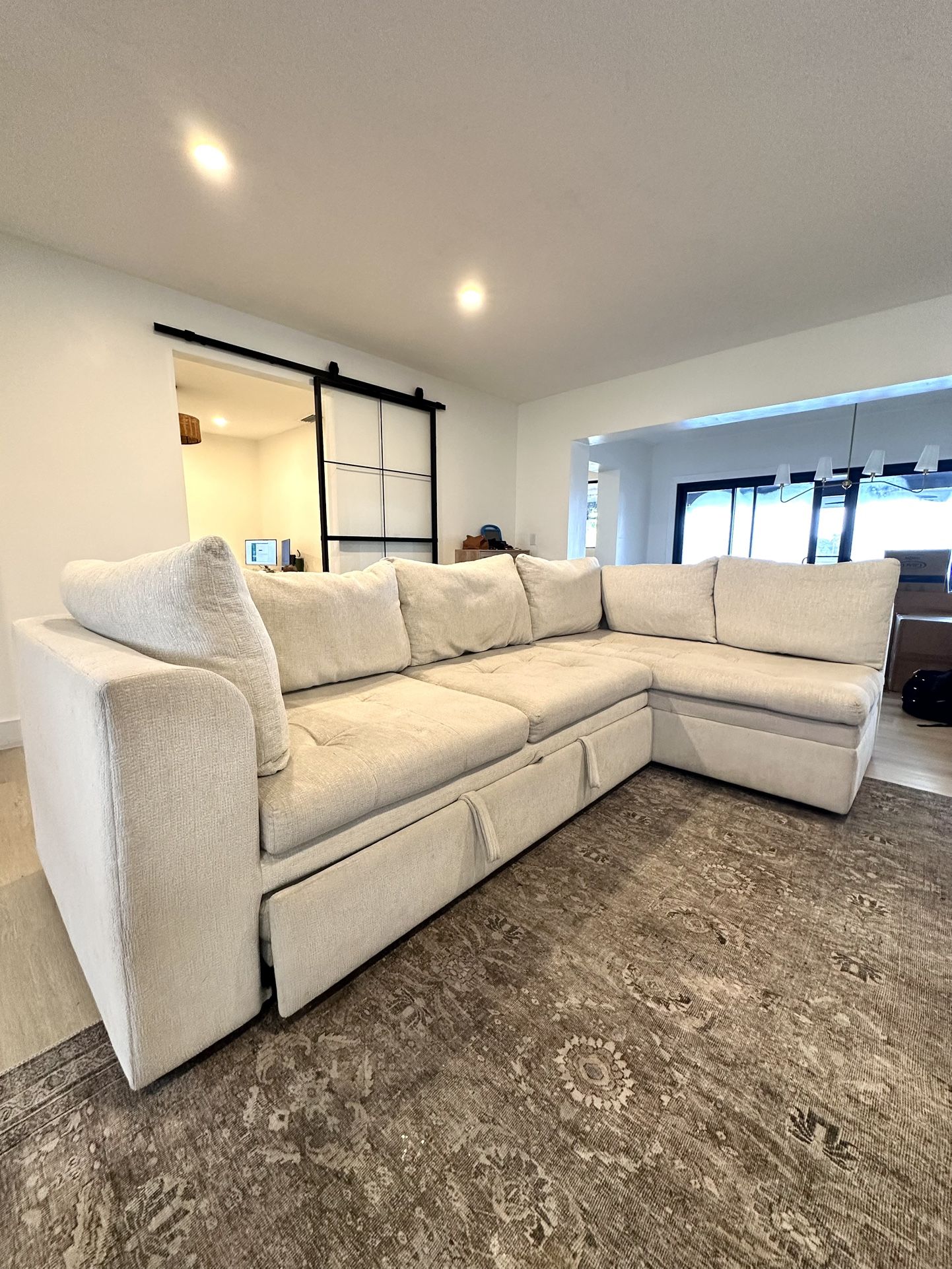 Sheridan Place Sleeper Sectional Ivory Sofa