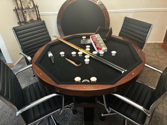 3 in 1 dining poker pool table w chairs