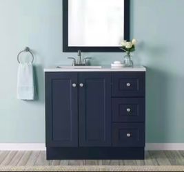 37 in. Single Sink Deep Blue Freestanding Bath Vanity NO TOP CABINET ONLY