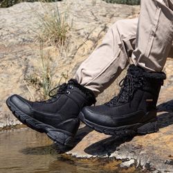 SHULOOK Men's Snow Boots Waterproof Warm Fur Lined Winter Hiking Boot Non-slip Outdoor Ankle High-top Shoes Work Hiker Trekking Trail