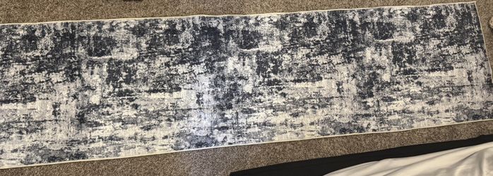 Long Blue & Neutral Runner Rug — Never Used