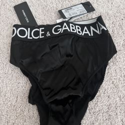 Dolce and gabbana black logo high wasted bikini cut 