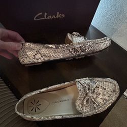 Clarks Snakeskin Slip Ons 
