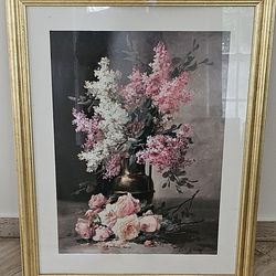 Floral art print with the frame