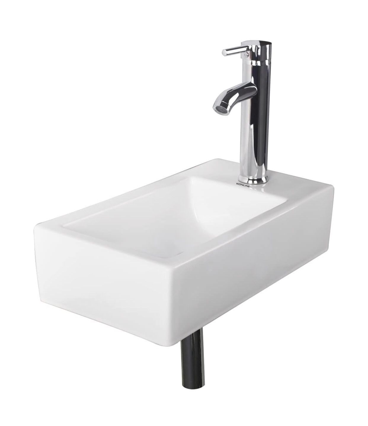 NEW! Walcut White Small RV Bathroom Sink, Wall Mount Vanity Corner Rectangle Porcelain