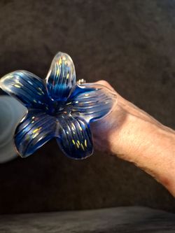 12" solid glass vintage long stemed flower