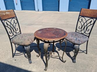 Cast iron table and chair