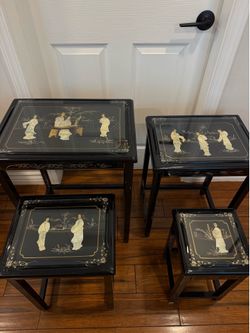 Set of 4 Stackable Asian Design Tables