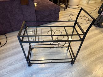 Mini Bar Cart with Glass Shelves – $25