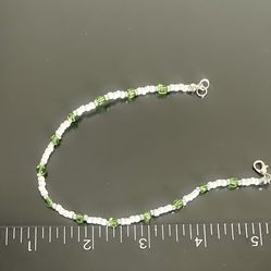 HANDCRAFTED FAUX PLASTIC & GREEN CLEAR ANKLE OR WRIST BRACELET