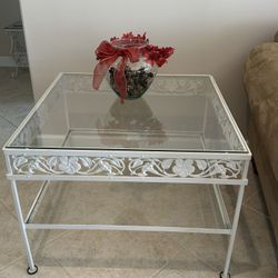 Wrought Iron & Glass Tables Set