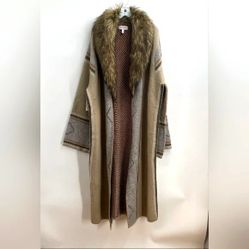 Shyanne Designer Open Front Cardigan Fur Sweater Jacket Coat - XL NWT