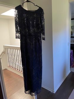 Navy Blue Sequin Lace Evening Gown size 6