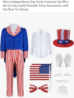 BRAND NEW - 2XL Mens 4th of July 9Pcs Outfit