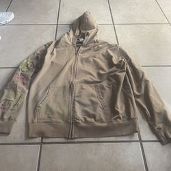 Women’s Brown Tan Zip Up Hoodie Medium  