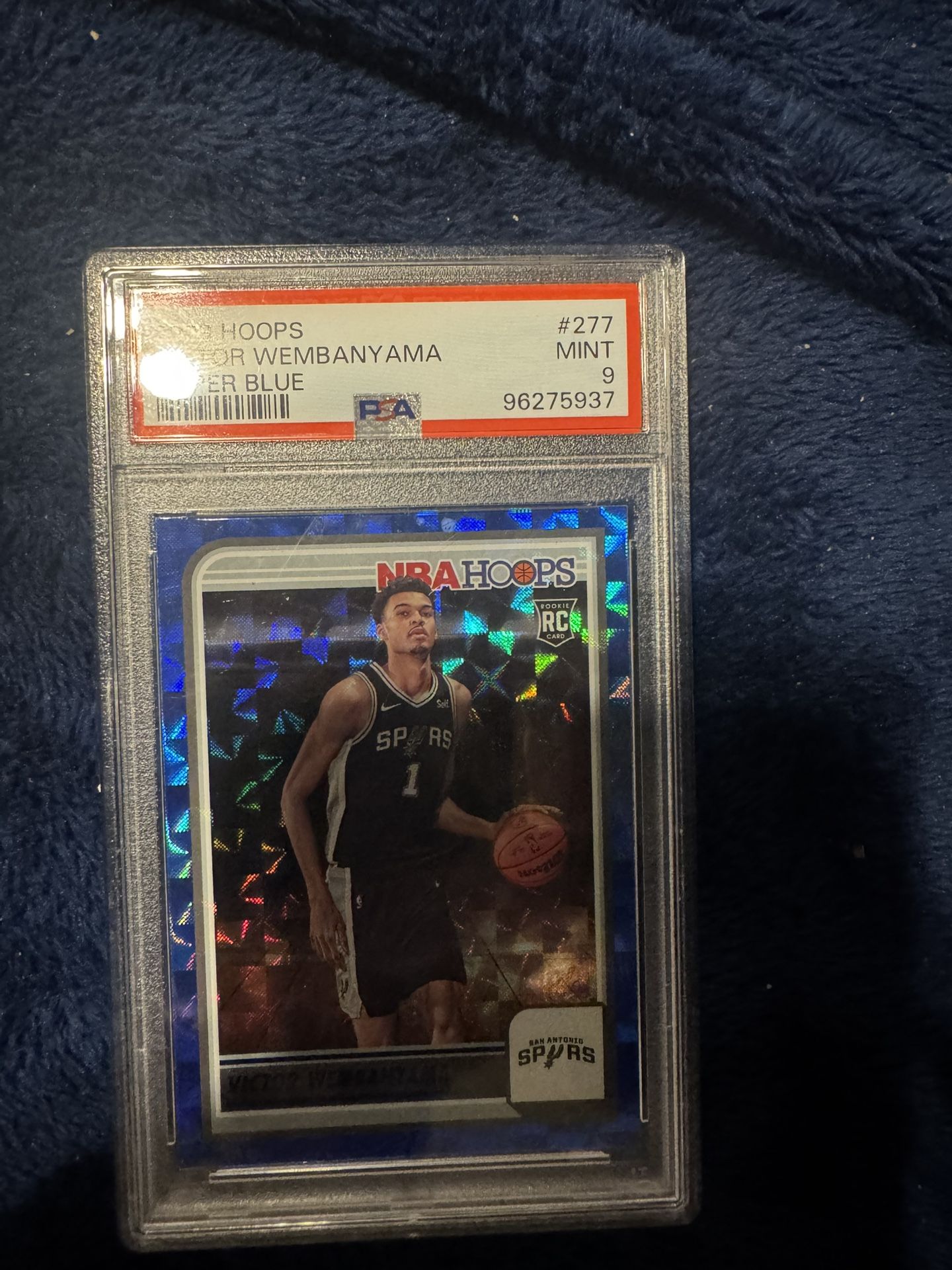 NBA Hoops Victor Wembanyama Blue Hyper Rookie PSA 9