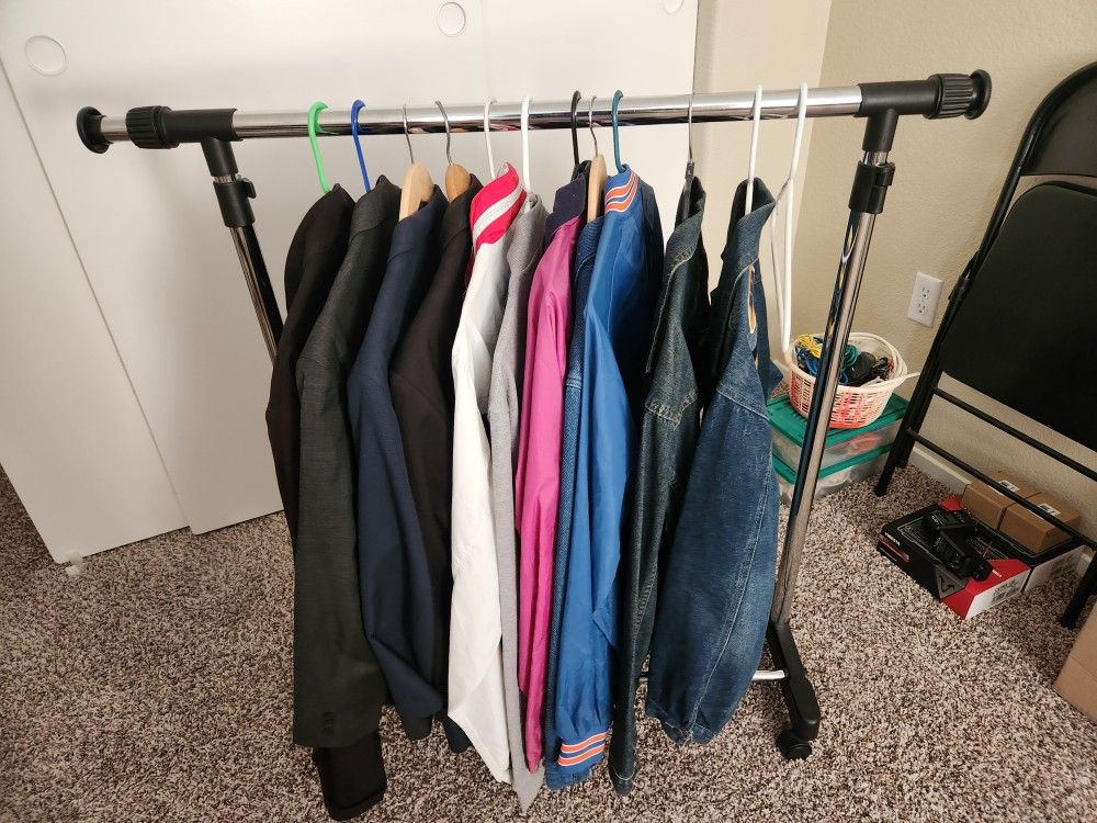 Chrome Rolling Clothing Rack – Adjustable