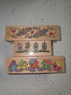Wood-Mounted Rubber Stamps Set of 3