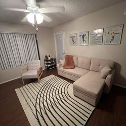 3 Piece Slipcovered Sectional Couch And Single Chair (matches couch!)