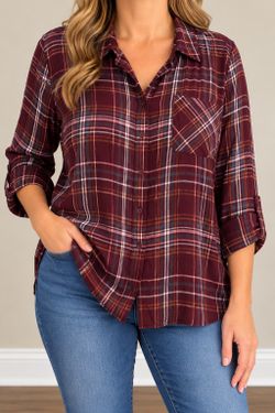 Style & Co Women’s Plaid Button-Up Shirt – Size 3X
