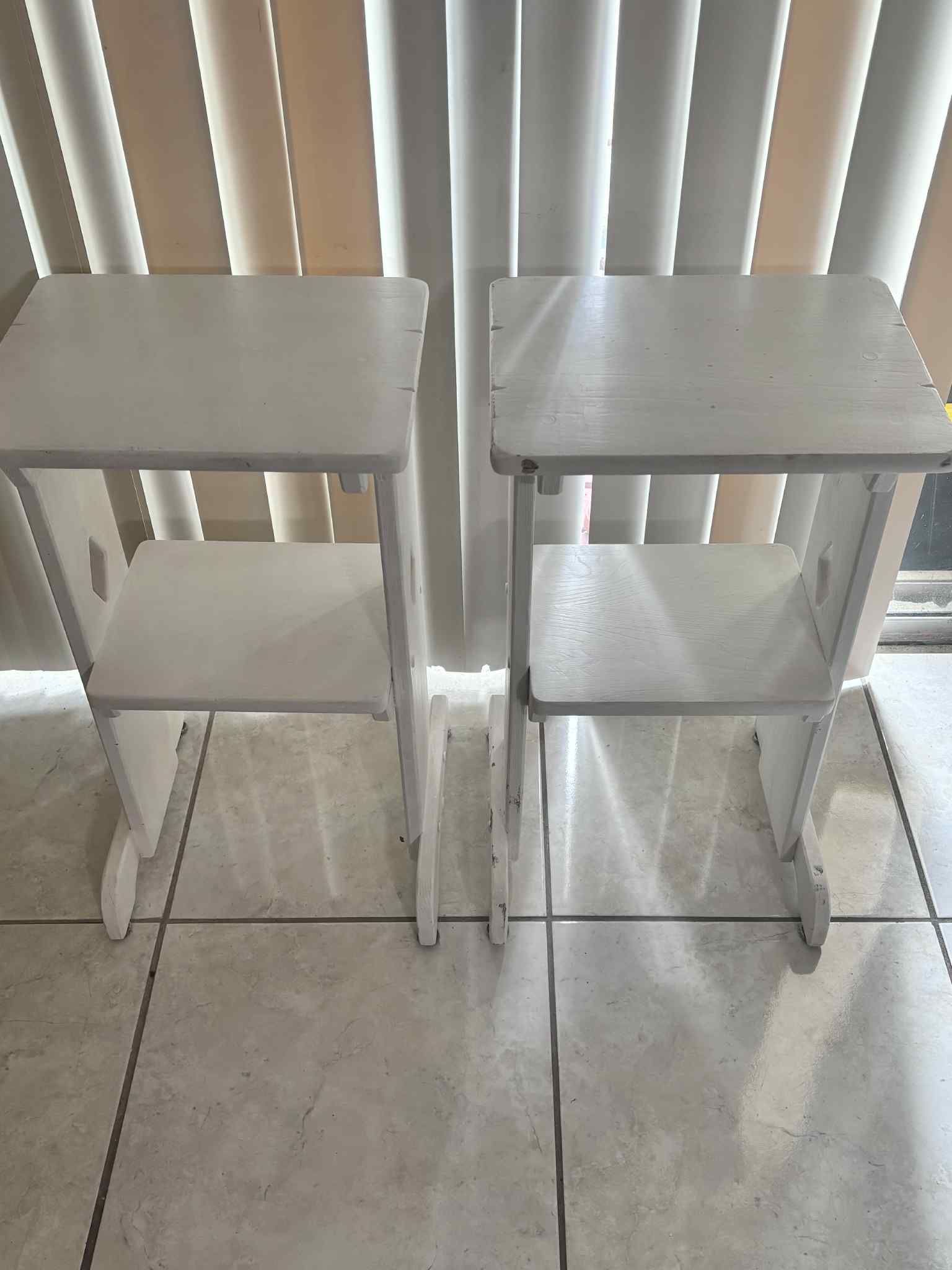 Pair Of White End Tables 26.5”Hx15”Lx12”W