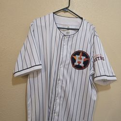 Houston Astros Jersey White MLB Baseball True Fan Pinstripe Button Front MEN'S SIZE XL 