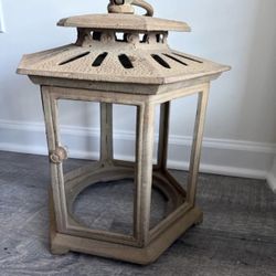 Heavy Cast Iron Lantern (Missing Base)/ 17” Tall