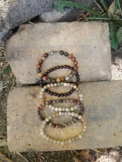 Jadiete in high Designer Amazonite & Artisan Jasper & Jadiete red black tinted tiger eye set along w/ Breciated Jasper Jadiete