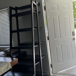 2 Black Crate And Barrel Leaning Shelves 
