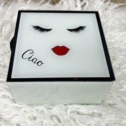 ✨ Glass Trinket Box – “Ciao” Lash & Lips Design – Chic Vanity Decor 