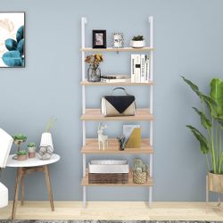 Wood Ladder Bookshelf 5-Tier