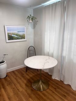 Leilani White Marble Top and Gold Tulip Dining Table
