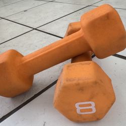 2 Rubberized 8lb Dumbbells - Price Firm