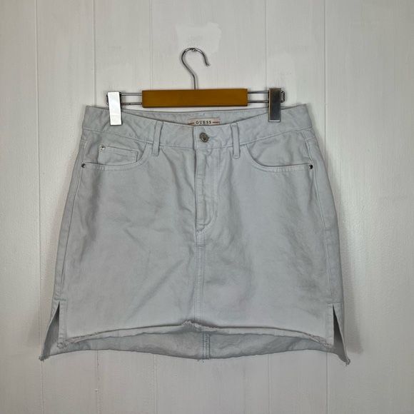 Guess Denim Mini Skirt Raw Hem Sz M