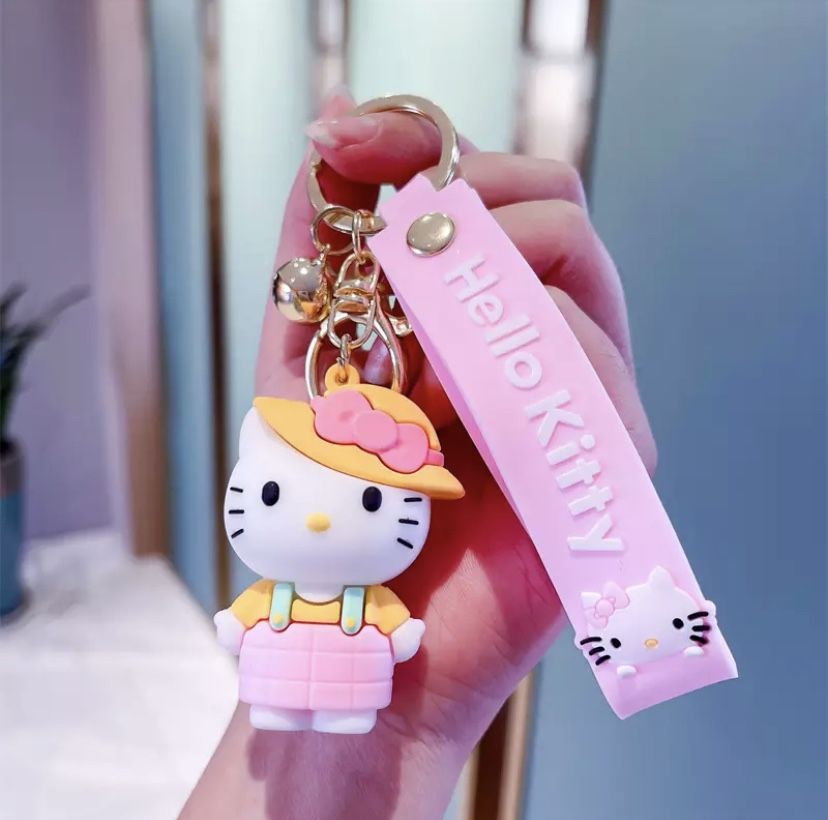 Kawaii Anime Sanrio Figure Hello Kitty Keychain Model Cartoon Cat Pendant for Bag purse Ornament Toys for Girls Kids Gifts Car Decoration Animal key
