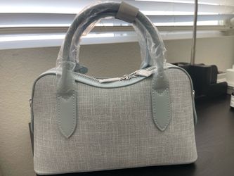 Denim Blue Leather Patchwork Crossbody Bag
