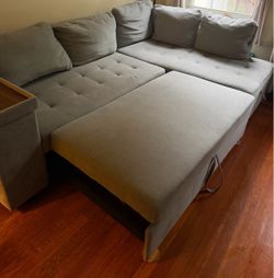 Gray Sectional Sofa with Pull-Out Bed