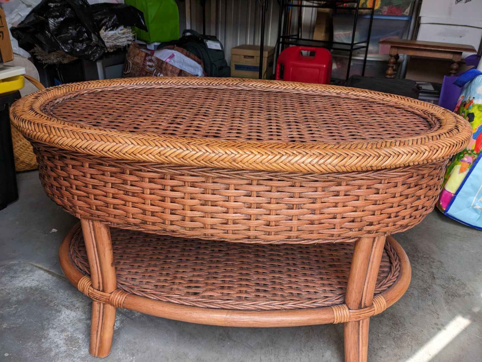 Wicker Coffee Table With Glass Top