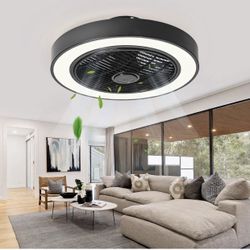 Ceiling Fan with Light 22 Inches LED Remote Control Fully Dimmable Lighting modes Invisible Acrylic Blades Metal Shell Semi Flush Mount Low Profile Fa