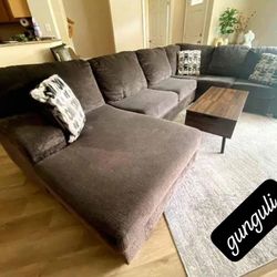 $10 Down Payment TotalAshley Charcoal Oversized Sectional Sofa Couch