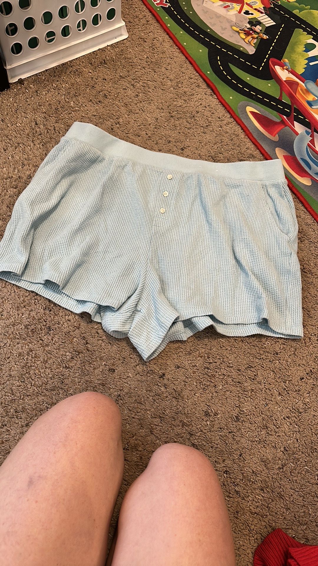Light Blue Waffle Weave Pajama Shorts