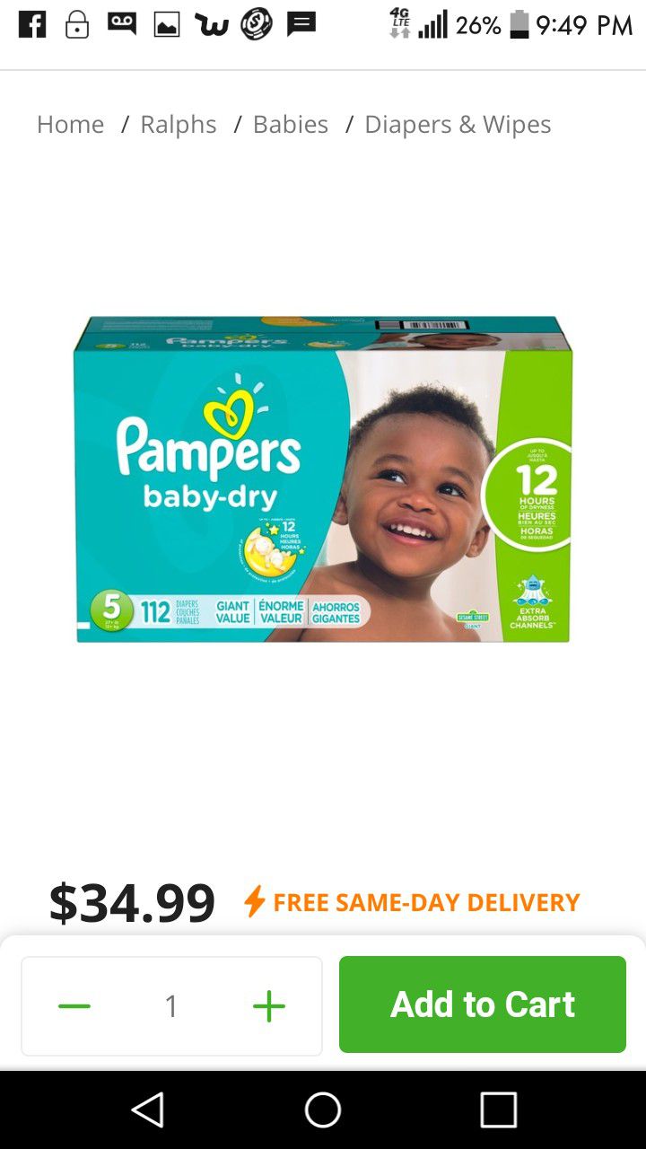 Pampers 112 count size 5