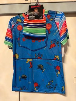 adult chucky shirt & beanie set NWT