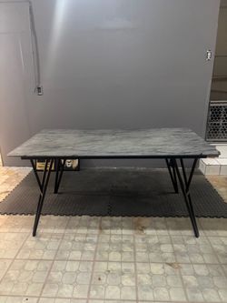 Grey Table with Black Metal Legs