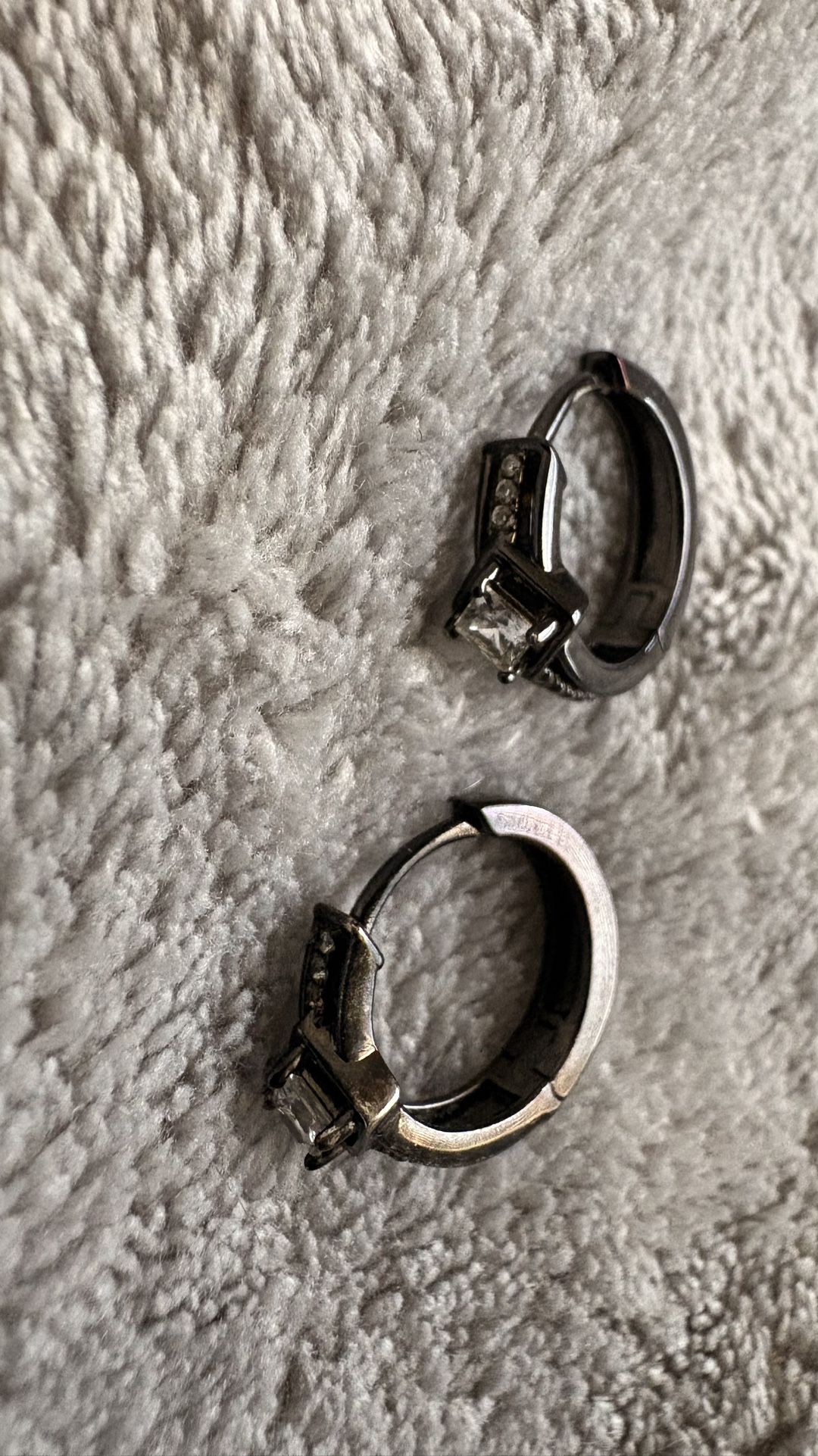 Black Hoops Earrings for Men Sterling