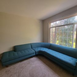 Teal Green L-shape Sofa 