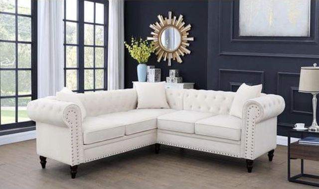 White Velvet Sectional