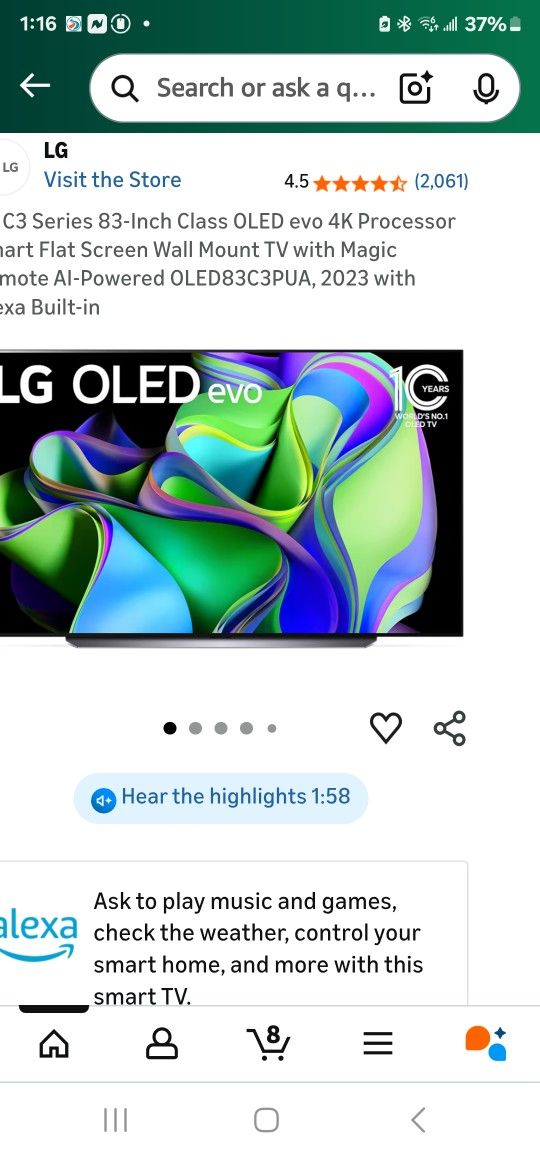 LG OLED83C3PUA 83 Inch Television
