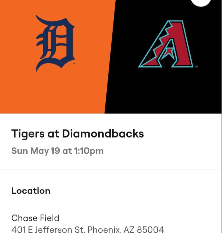 Tigers Vs Diamondbacks Ticket 